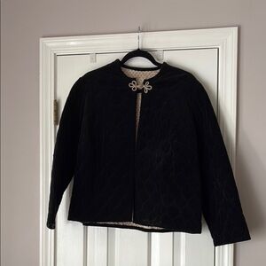 Handmade Black Quilted Jacket with Decorative Closure